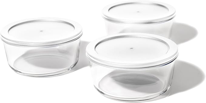 6-Piece Glass Food Storage Containers Set (3 Containers + 3 BPA-Free Lids) | 4-Cup, Leakproof | Microwave, Freezer, Oven & Dishwasher Safe | Ideal for Meal Prep & Pantry Organization