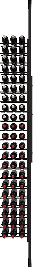 Ultra Wine Racks Floor-to-Ceiling Mount Display (1 Side, Triple Deep, Black, Holds 63 Wine Bottles) - Modern Metal Wine Storage for Wine Cellars, Home Bars, Kitchens, and Dining Rooms