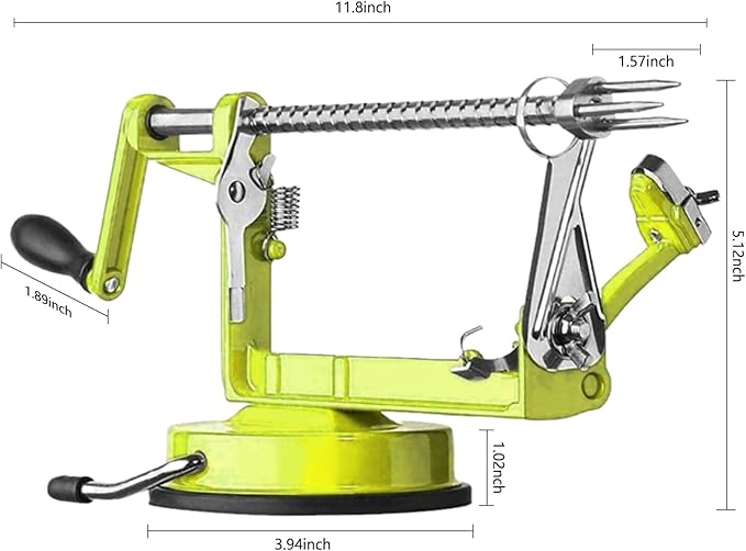 Apple Peeler Corer, Long lasting Chrome Cast Magnesium Alloy Apple Peeler Slicer Corer with Stainless Steel Blades and Powerful Suction Base for Apples and Potato(SpringGreen)