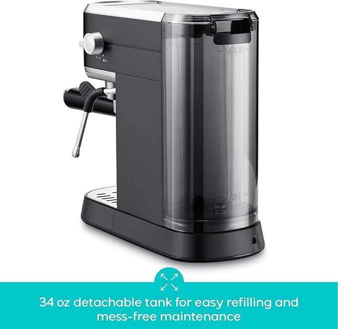 CASABREWS CM5418 Espresso Machine 20 Bar, Stainless Steel Espresso Maker with Milk Frother Steam Wand, Compact Cappuccino Machine for Home, Espresso Coffee Machine with Removable Water Tank, Black