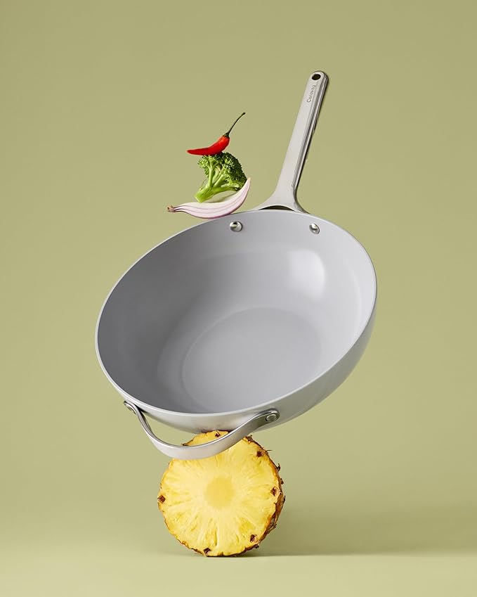 Caraway Non-Stick Stir Fry Pan - 12” Wok-Inspired Pan - Free From Forever Chemicals - High-Sloped Walls - Stainless Steel Handles - Black