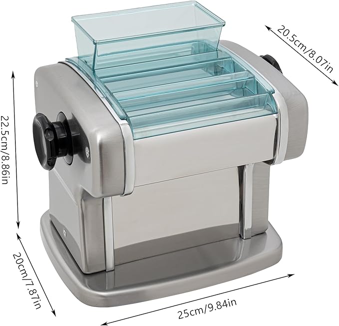 Electric Pasta Maker, Tabletop Automatic Noodle Machine with Practical Brush, Powerful Stainless Steel Fresh Pasta Dough Roller with Power Switch 9 Gears, for Home Use 110V 135W