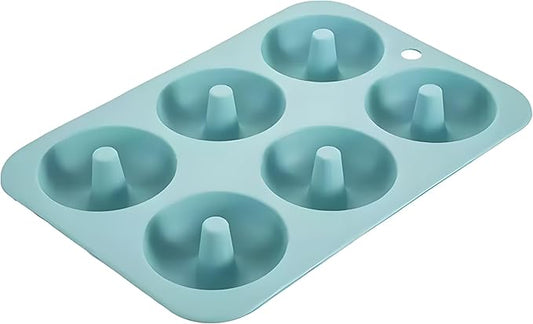 Thickened Silicone Bundt Cake Pan and Moldes Para Gelatinas, Heavy Duty Cake Mold for Baking, BPA Free, Mint Green (Donut 6-Cups / 1Pcs)