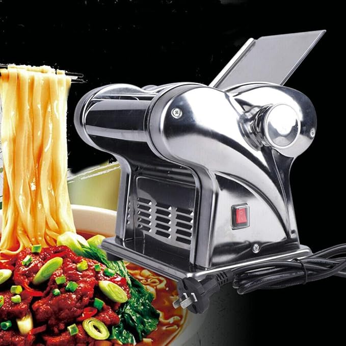 Electric Pasta Maker Machine, 110V 135W Noodle Maker Stainless Steel Pasta Making Machine Automatic Pastry Making Machine Speed Adjustable Noodle Cutting Machine