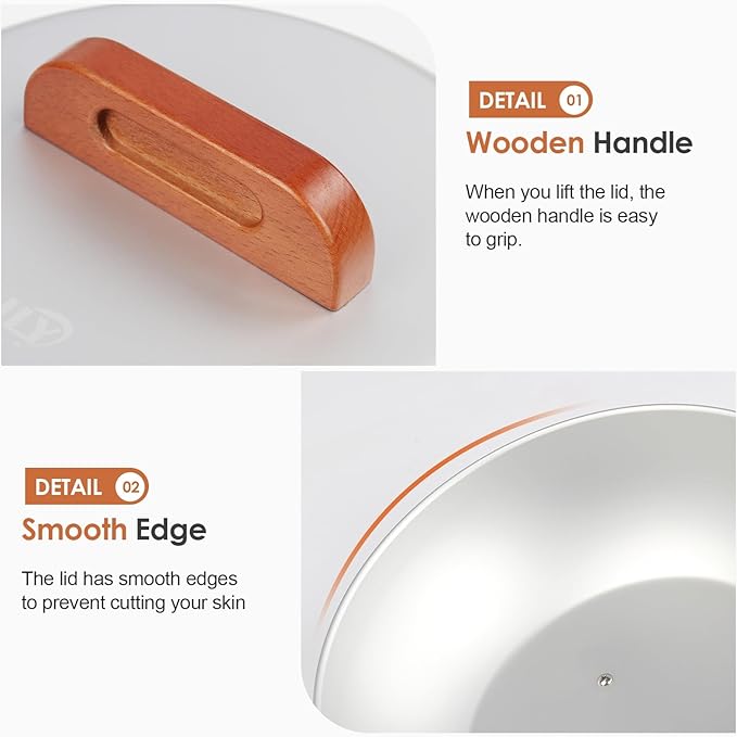 Aluminum Wok Cover for 13"-14" Hand Hammered Wok, 12.5 inch Flat Wok Lid