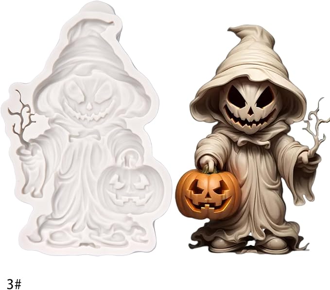 (Four-piece set) Skull of octopus with ghost face, butterfly, bug, Halloween skeleton grim reaper, skeleton bride, DIY silicone mold, chocolate mold wedding cake decoration tool soft candy cake mold