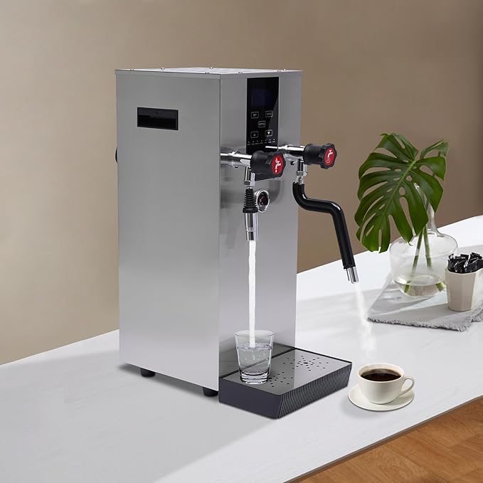 Commercial Coffee Maker, 110v 2500w Electric Coffee Milk Foam Maker Stainless Steel Espresso Coffee Boiling Water Machine with LCD Display for Bakery, Tea Restaurant, Coffee Shop
