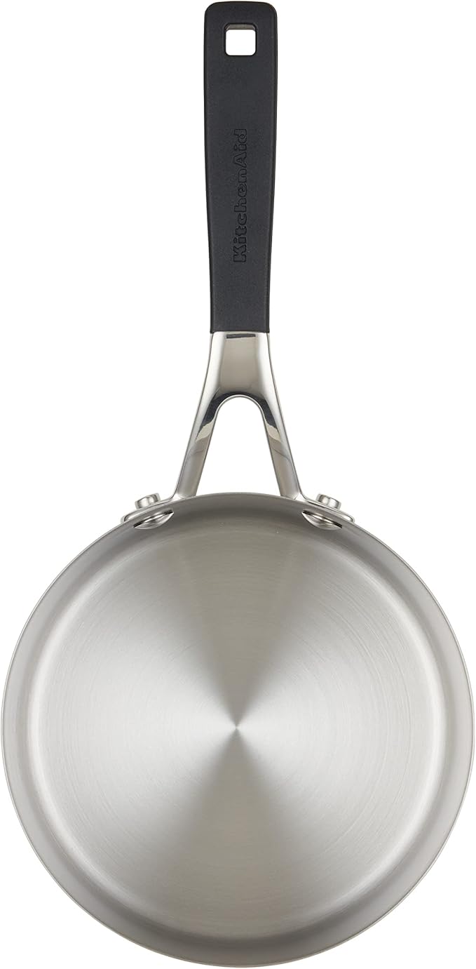 KitchenAid 71018 Stainless Steel Saucepan with Pour Spouts, 1 Quart - Brushed Stainless Steel