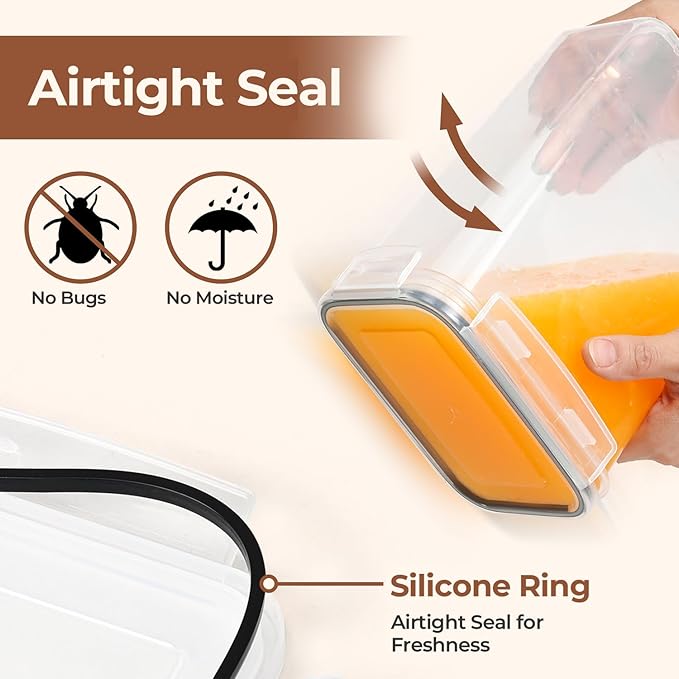 ComSaf Airtight Food Storage Containers with Lids, 11 Pcs Canisters Sets for the Kitchen, Plastic Pantry Organizers and Storage for Cereal, Flour, Sugar,Kitchen Storage Containers Include Labels