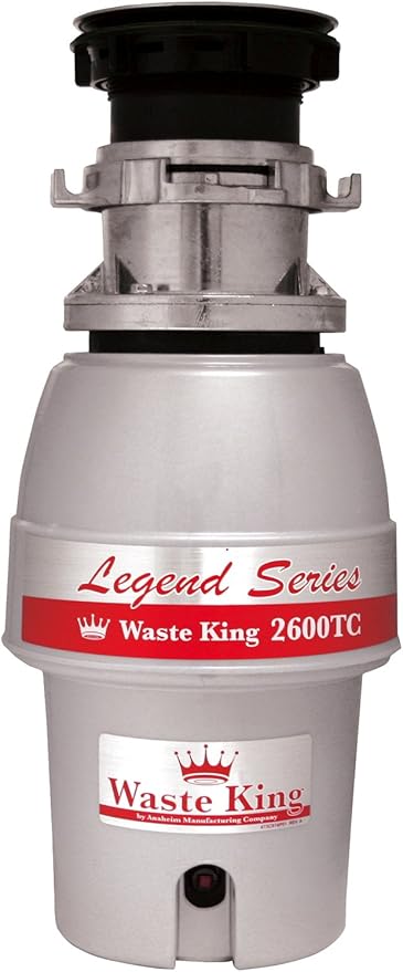Waste King L-2600TC Controlled Activation 1/2 HP Garbage Disposal with Safer Controlled Griding, Power Cord Included
