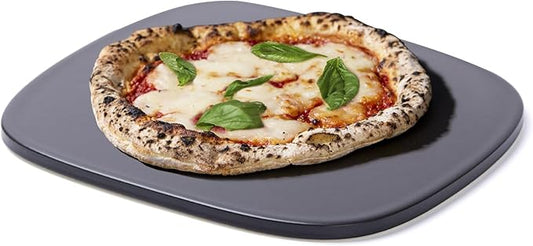 Pizza Stone, Unique Shape 12" x 11" x 0.47" Pizza Stones for Oven Grill BBQ, Heavy Duty Ceramic Coating Baking Stone for Pizza & Bread, Innovative Irregular Design Grilling Stone (Black)