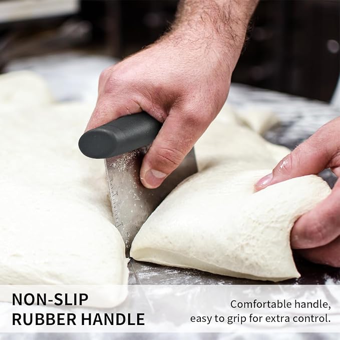 Stainless Steel Dough Bench Scraper & Chopper, Pastry Cutter for Kitchen (1 Pack, Black)