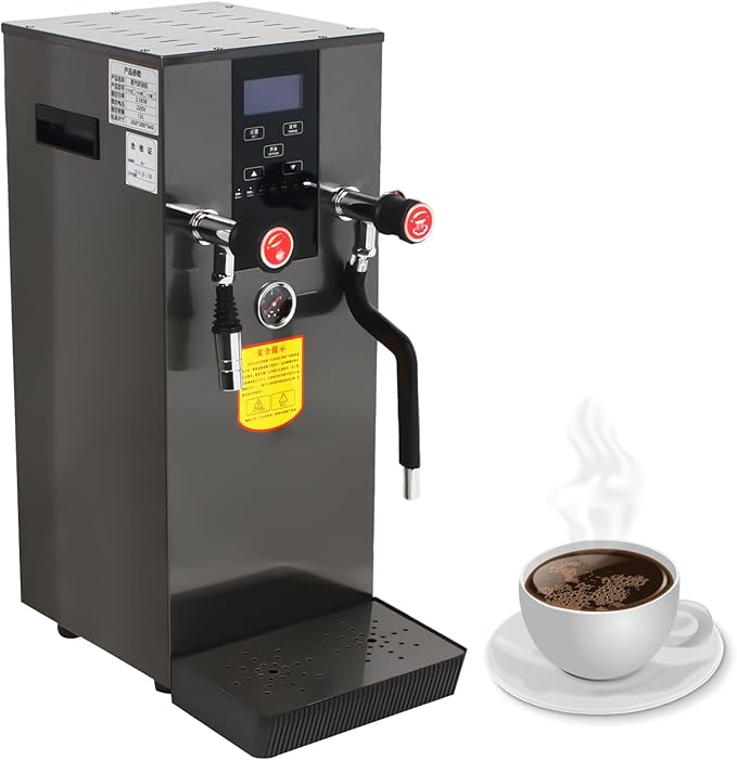 4 in 1 LCD Screen Display Electric Milk Foam Machine, 2300W Espresso Coffee Steam Boiling Milk Machine, Intelligent Temperature Control for Tea Coffee Shop Dessert Shop Hotel, 3 Gallon