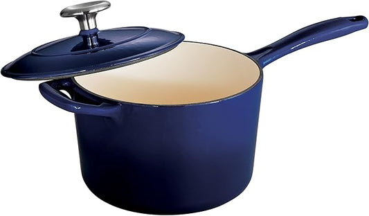 Tramontina Bestow Enameled Cast Iron Sauce Pan with Lid, 2.5-quart, Blue
