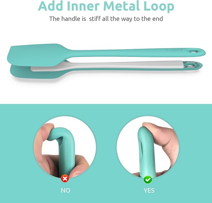 14in Extra Large Silicone Spatula: U-Taste 600ºF Heat Resistant Flexible Silicon Mixing Stirring Cooking Scraping Baking Bowl Scraper Seamless Spreader for Kitchen Nonstick Cookware (Aqua Sky)