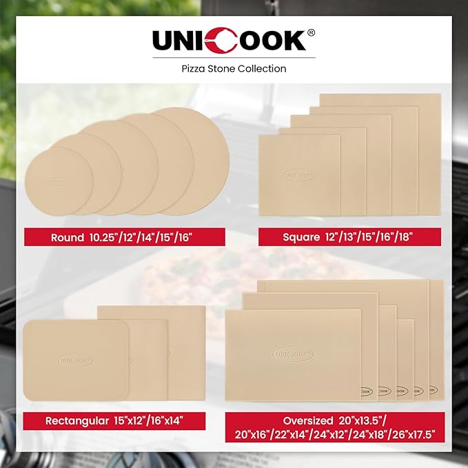 Unicook Large Pizza Stone for Oven 20 Inch, Rectangular Baking Stone 20" x 13.5" x 0.67", Heavy Duty Cordierite Bread Pan, Thermal Shock Resistant, Ideal for Baking Large or 2 Personal Pizzas