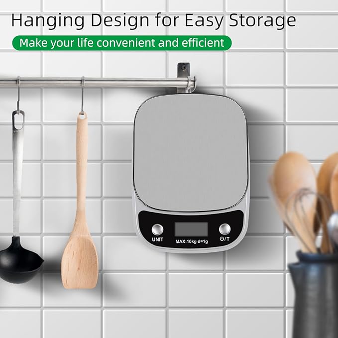 Digital Food Scale, 22 lbs/10kg Multifunction Kitchen Scale with Large Back-lit LCD Display and Tare Function for Cooking Baking Diets