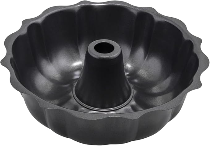 10-Inch Nonstick Fluted Cake Pan, Aluminized Carbon Steel Bundt Pan, Round Tube Mold for Baking, Heavy-Duty Bakeware for Bundt Cakes, Bavarois, Gelatin, and Desserts