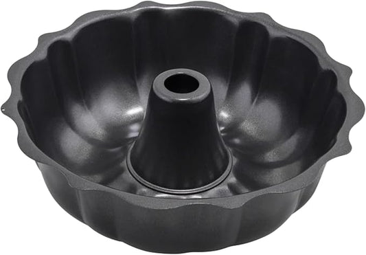 10-Inch Nonstick Fluted Cake Pan, Aluminized Carbon Steel Bundt Pan, Round Tube Mold for Baking, Heavy-Duty Bakeware for Bundt Cakes, Bavarois, Gelatin, and Desserts
