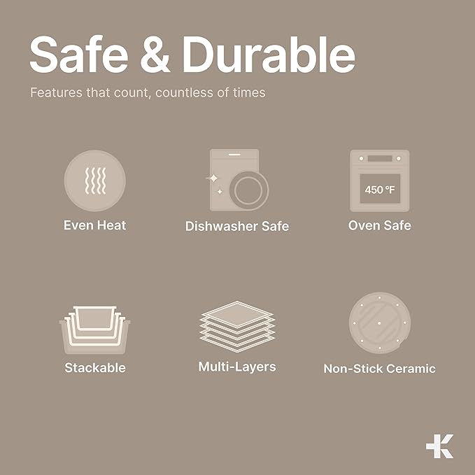 Pots & Pans Set Non Stick Ceramic-Granite – 14-Piece Cookware with Detachable Handles, Stackable Space-Saving, Dishwasher Safe, Oven & All-Stove Safe, Tempered Glass Lids, Black Granite