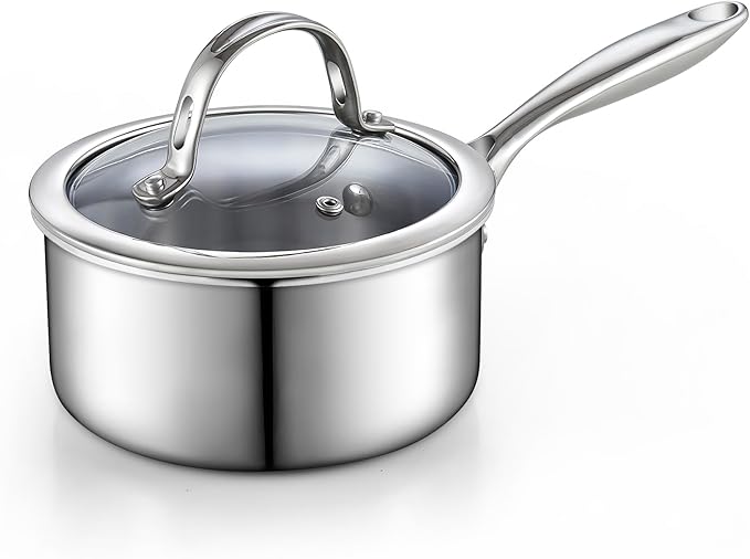 Cooks Standard Stainless Steel Saucepan with Lid, Multi-Ply Clad Sauce Pot 1.5-Quart, Silver