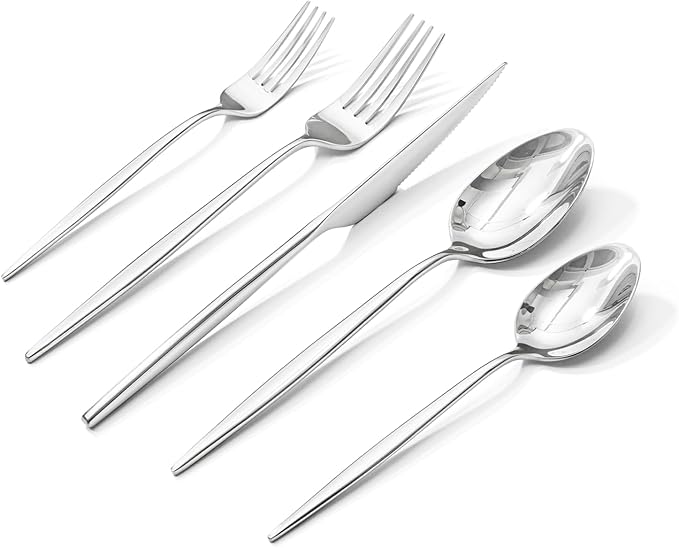 KINGSTONE Silverware Set, 20-Piece Flatware Set Cutlery Set Premium 18/10 Stainless Steel, Tableware Include Forks Knives Spoons for Home Kitchen Restaurant Wedding, Dishwasher Safe