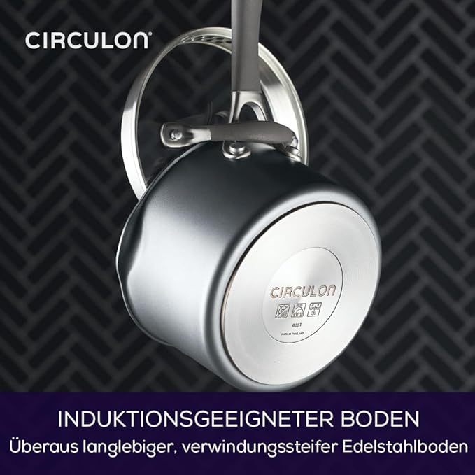 Circulon A1 Series with ScratchDefense Technology Nonstick Induction Straining Sauce Pan with Lid, 2 Quart, Graphite
