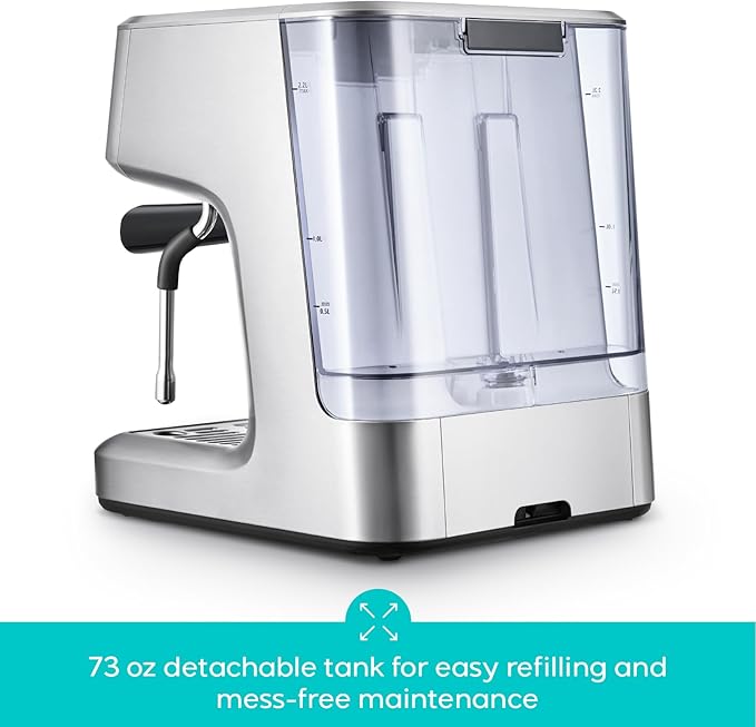 CASABREWS Ultra Espresso Machine with LCD Display, Powerful Milk Frother and Customizable Brewing Temperature, Provides Barista-Level Lattes and Cappuccinos