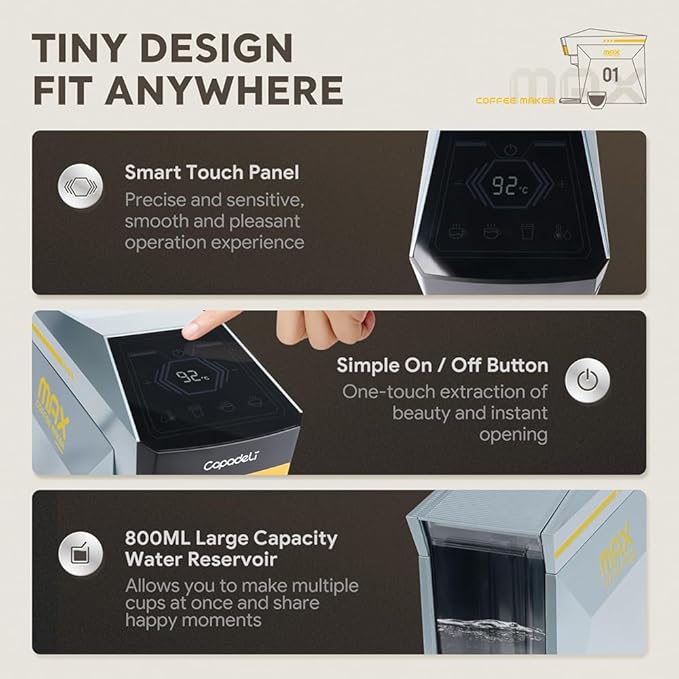 BENFUCHEN 4 in1 Single Serve Coffee Maker, 19 Bar Espresso Maker Coffee Machine ForKCup/N espresso OriginalLine Capsules/Dolce Gusto/Ground Coffee, Cloud Gray