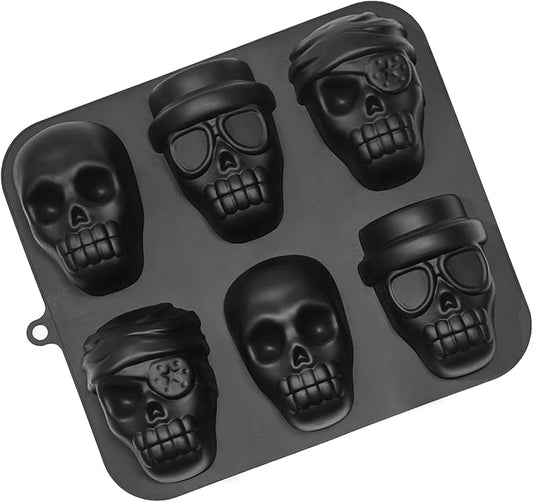 FreeNFond Halloween Baking Skull Cake Pan Molds, Silicone Pirate Cakelet Tin