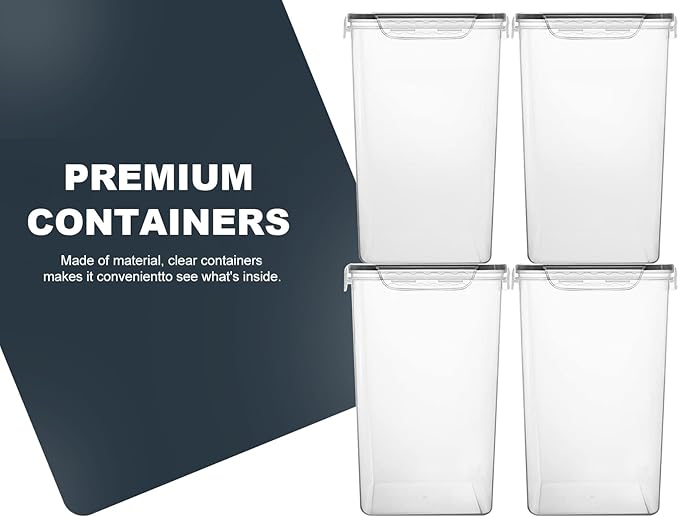 M MCIRCO Extra Large 7qt / 6.5L/220oz Tall Food Storage Containers, WIDE & DEEP, 4-Piece Plastic Airtight Kitchen Pantry Storage Containers for Flour, Sugar, with 4 Measuring Cups,20 Labels