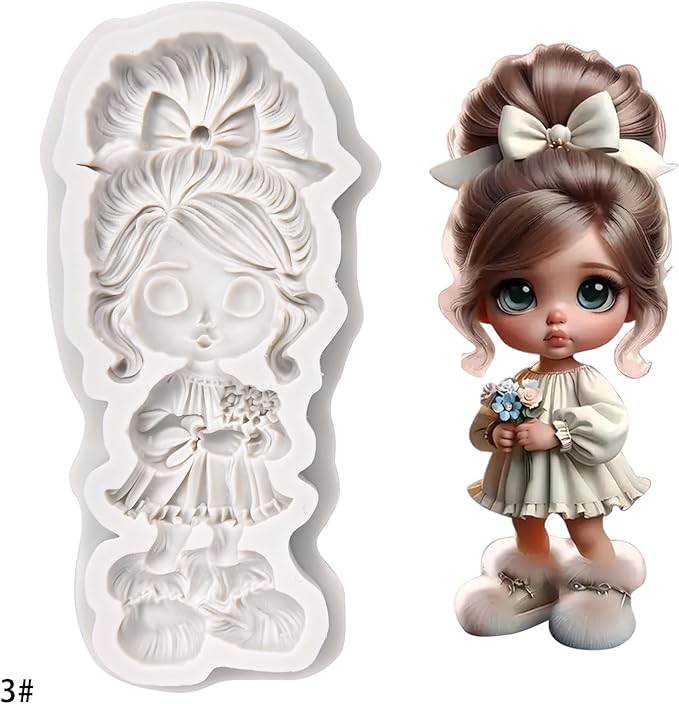 (Four-piece set) Moon sleeping dragon, fairy mushroom, whimsical girl, dragon shape, DIY silicone mold, cake chocolate mold wedding cake decoration tool soft cake mold