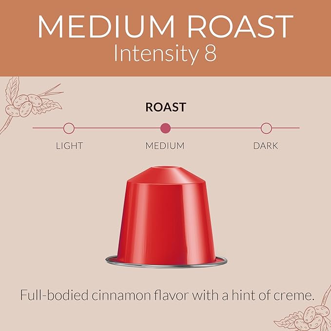 Camilla’s Heritage - Intensity 8 Cinnamon Flavored Espresso Coffee, Gourmet Espresso Cups, 60 Coffee Pods