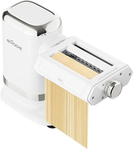 GVODE Electric Pasta Maker - 3-in-1 Pasta Sheet Roller & Cutter Set 700W Max Motor, includes Fettuccine & Spaghetti Maker with Cleaning Brush, White