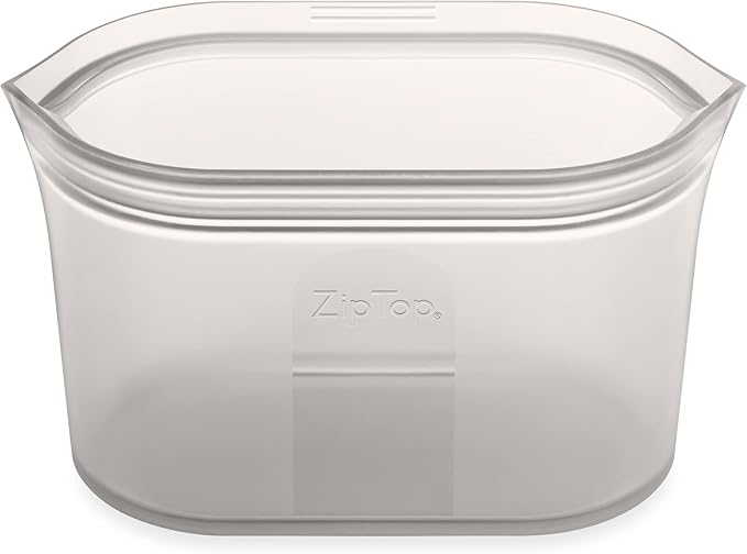 Zip Top Reusable Food Storage Bags | Medium Dish [Gray] | Silicone Meal Prep Container | Microwave, Dishwasher and Freezer Safe | Made in the USA