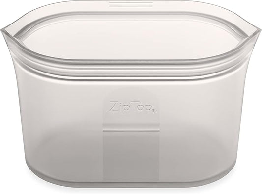 Zip Top Reusable Food Storage Bags | Medium Dish [Gray] | Silicone Meal Prep Container | Microwave, Dishwasher and Freezer Safe | Made in the USA