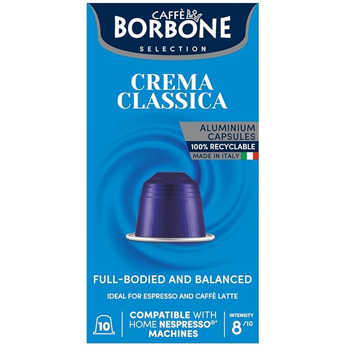 Caffe Borbone Aluminum Coffee Pods Compatible with Nespresso Original Machines, Crema Classica, Medium Roast, Rich and Velvety, Genuine Italian Coffee - 50 Count