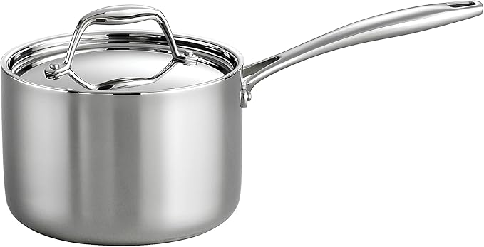 Tramontina Signature Tri-Ply Clad Stainless Steel 2-Quart Sauce Pan with Lid, Induction-Ready, Dishwasher-Safe, NSF-Certified, Made in Brazil