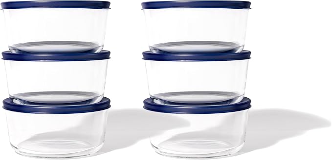 12-Piece Glass Food Storage Containers Set (6 Containers + 6 BPA-Free Lids) | 4-Cup, Leakproof | Microwave, Freezer, Oven & Dishwasher Safe | Ideal for Meal Prep & Pantry Organization