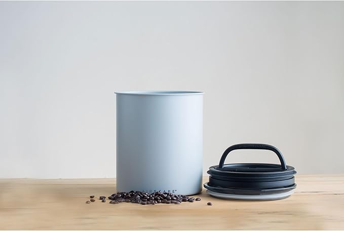 Planetary Design Airscape Kilo Coffee Storage Canister - US Patented Inner Plunger Lid Removes Excess Oxygen - Don't Buy airtight, Buy AIR-Less - Holds 2.2 lbs Coffee Beans - (Matte Gray)