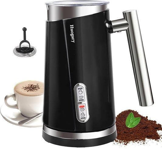 Huogary Milk Frother, 4 in 1 Electric Milk Steamer, Automatic Hot & Cold Foam Maker, Milk Warmer for Coffee, Latte, Cappuccino, Macchiato, 120V
