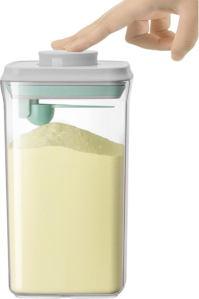Airtight Food Storage Container Formula Dispenser with Spoon BPA-Free Milk Powder Container for Home Travel 2000ML / 2.0 Qt, No Scraper Design