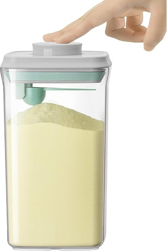 Airtight Food Storage Container Formula Dispenser with Spoon BPA-Free Milk Powder Container for Home Travel 2000ML / 2.0 Qt, No Scraper Design