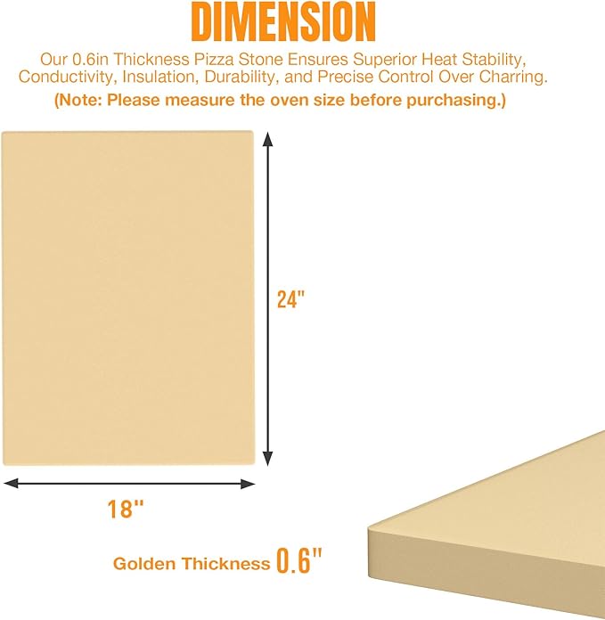 Extra Large Pizza Stone 24 Inch, Rectangular Pizza Grilling/Baking Stone 24" x 18",Does Not Fit 30” Compact Ovens,For 48” Wall Ovens