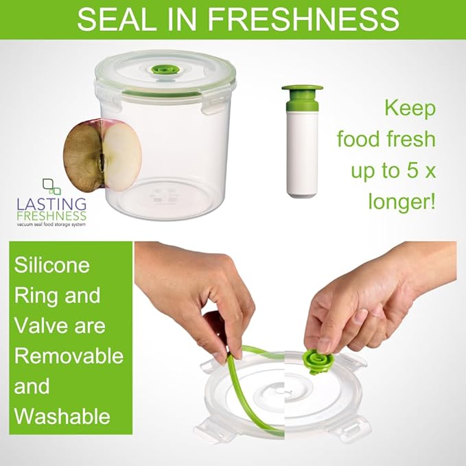 11 piece Vacuum Seal Food Storage Containers with Vacuum Pump, Airtight and Leak Proof, Vacuum Sealed Food Storage Containers, Meal Prep Containers, Keep Food Fresh up to 5 X Longer