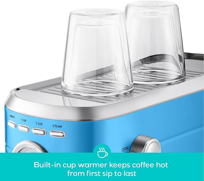 CASABREWS CM5418 Espresso Machine 20 Bar, Stainless Steel Espresso Maker with Milk Frother Steam Wand, Professional Coffee Machine with 34oz Removable Water Tank, Baby Blue