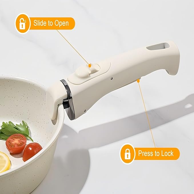 Pots and Pans Set Non Stick 20PCS, Ceramic Cookware Set Detachable Handle Non Toxic Stackable Kithchen Set, Dishwasher Oven Safe Induction Compatiable Frying Pans Pots Skillets, White