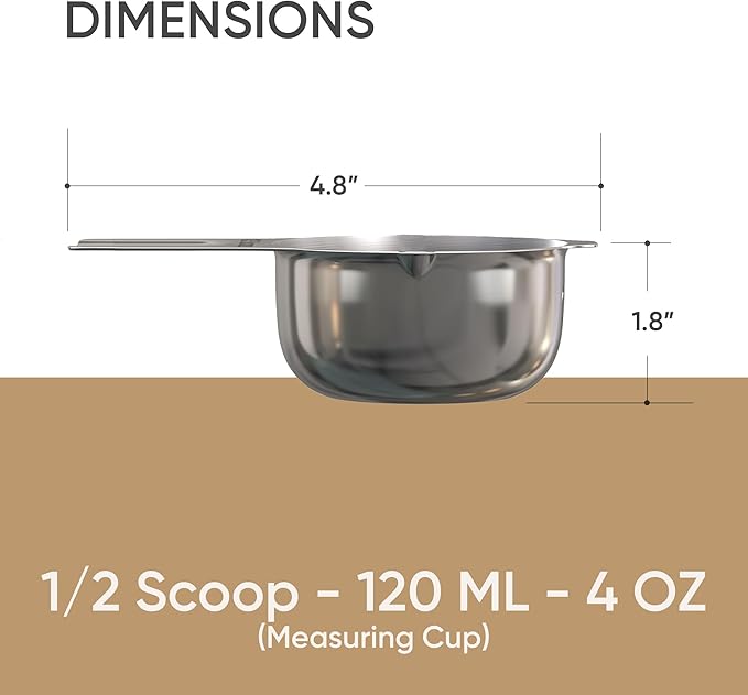 Color Up ½ Cup Pet Food Scoop – Stainless Steel Dog Food Scoop Cup (8 Tbsp) – Rust-Resistant, Heavy-Duty Measuring Scoop for Dogs, Cats, Birds & Rabbits – Perfect for Dry Food & Treats