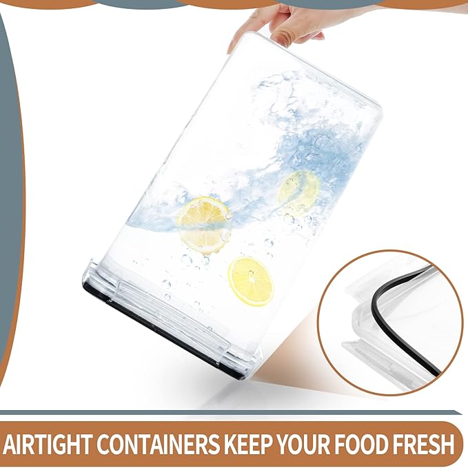 PRAKI Extra Large Tall Airtight Food Storage Containers 6.5L / 220oz, BPA Free, 4pcs Pantry Kitchen Organizers and Storage for Flour, Sugar, Plastic Flour Container with 20 Labels & Maker