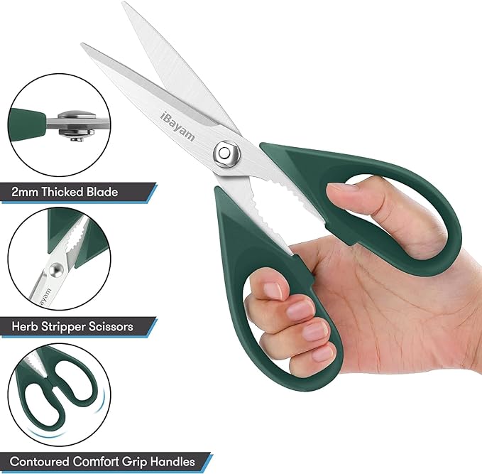 Gifts for Dad from Daughter Son, BEST DAD Tool Shears, iBayam Kitchen Scissors All Purpose Heavy Duty Meat Scissors Poultry Shears, Dishwasher Safe Stainless Steel Utility Scissor